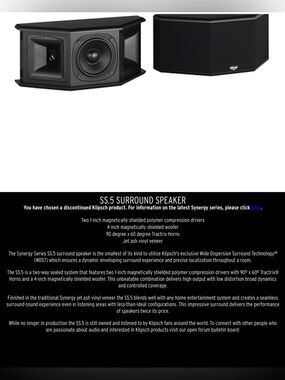 Klipsch SS-5 Surround Speakers (2) pre own good working condition. Needs a home